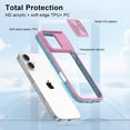 thumbnail image 6 of Hootek Clear Case Compatible with iPhone 16, Sliding Lens Cover Protector, Transparent Phone Case with Colored Frame, Shockproof and Scratch-Resistant Acrylic Back iPhone 16, 6 of 7