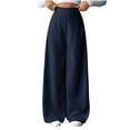 thumbnail image 2 of PNTUTB Women's Fashion Solid Color High Waisted Trousers Side Zipper Casual Loose Comfortable Wide Leg Pants, 2 of 6