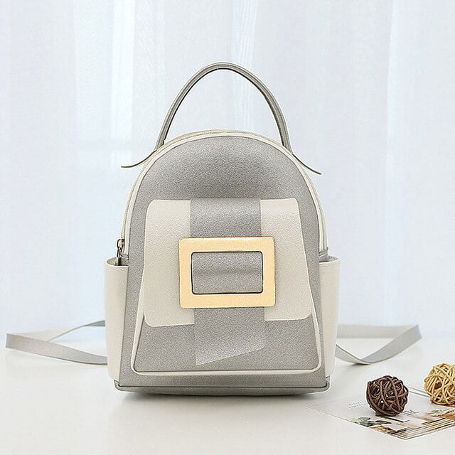 LinYooLi Big Capacity Women Backpack Fashion Color Matching Small Backpack Ladies Shoulder Crossbody Bag Soft Leather Female Mini