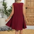 thumbnail image 6 of biudgviw Summer Dresses for Women Sleeveless Flowy Tshirt Tank Sundresses Casual Pleated Crew Neck Beach Dress with Pockets, 6 of 7