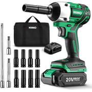 KIMO 20V 1/2 Impact Wrench, Cordless Brushless Impact Wrench Set 250 Ft-lb High Torque 3000 RPM, Li-ion Battery Fast Charger 8 Sockets 3 Extension Bars, Compact Electric Battery Wrench for Car Home