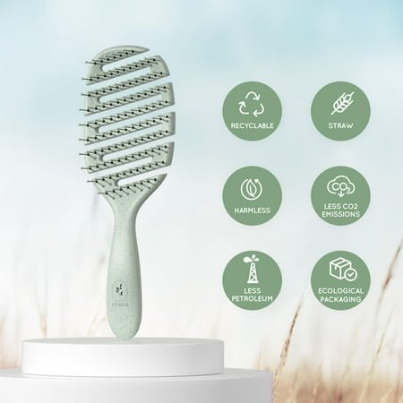 Ecoed Degradable Vented Hair brush,Detangling Brush,Detangler Brush for Curly, Thick, and Straight Hair, Dry and Wet Detangling Quickly Detangles and Smooths hair,Hair Brush for Women and Men.