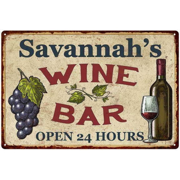 Savannah's Rustic Wine Bar Sign Wall Décor Kitchen Gift 12x18 Metal 112180056868