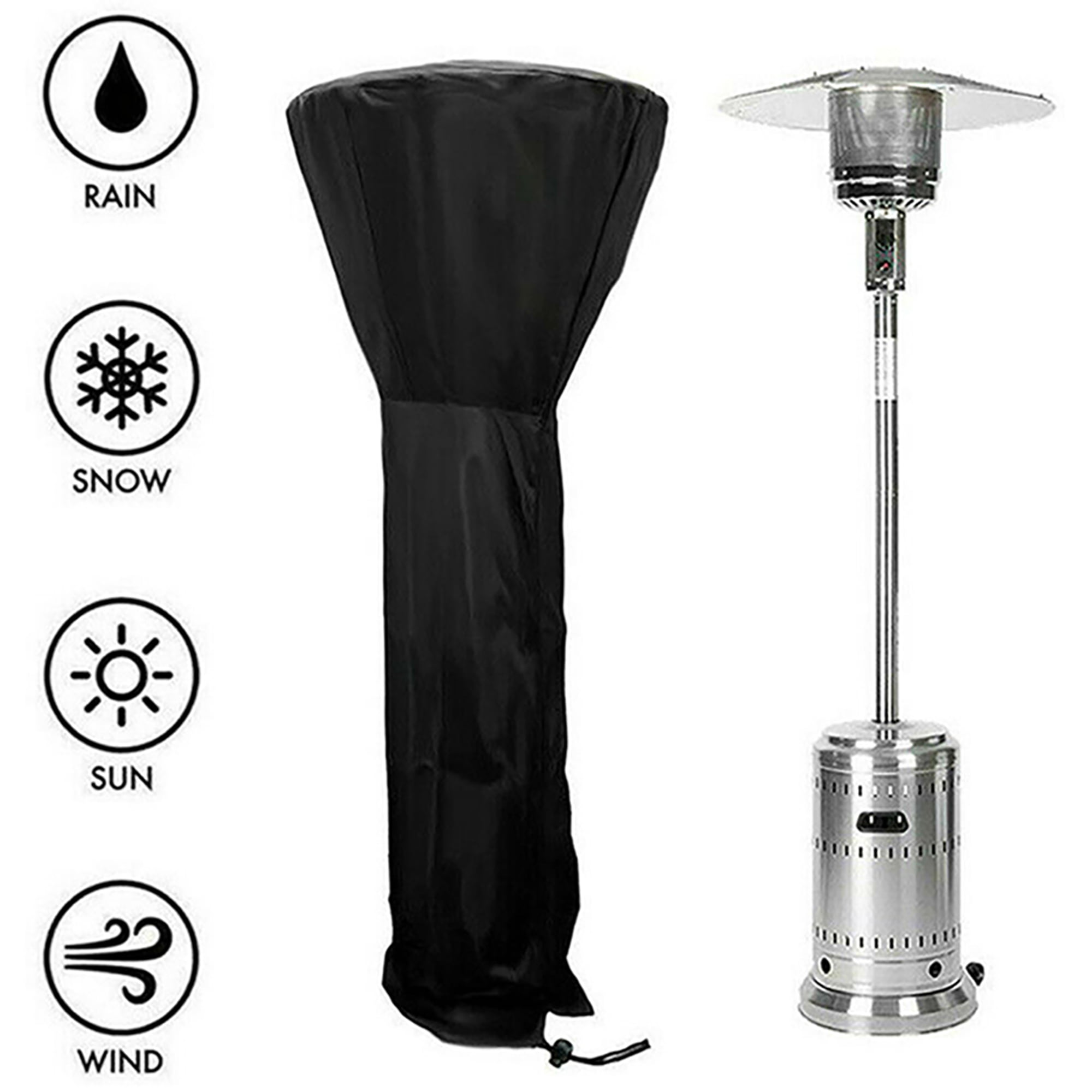 Outdoor Garden Propane Standing Heatr Cover 87 x 33 x 19 Black Umbrella 210D Fabric 87 Inch Accessories Patio Heater Covers Waterproof with Zipper 