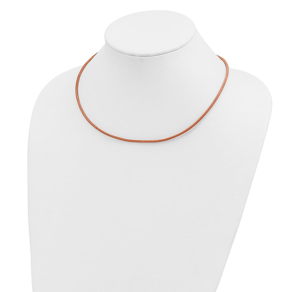 14K Yellow Gold Cord & Leather Chain Necklace 2 mm Natural 18 inch