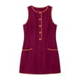 thumbnail image 7 of Atogsazn Womens Summer Button Mini Dress Casual Sleeveless Contrast Trim Loose Dresses A-Line Sundress Wine XL Fashion, 7 of 7