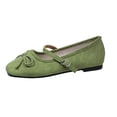 thumbnail image 3 of Bxsruta Women's Flock Mary Jane Flats with Bow and Adjustable Buckle Strap Casual Slip on Shoes, 3 of 7