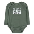 thumbnail image 2 of Baby Essentials Infant Boy 3 Piece Layette Set with Bodysuit, Quilted Jogger Pants & Hat – Cozy Fall & Winter Outfit (Green Just A Boy In Love With His Mama, 6 months), 2 of 6