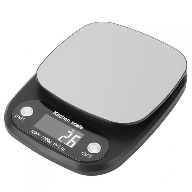 Oubit Food Scale,3kg/0.1g Black Stainless Steel Potable Scale Kitchen Scale Remarkable Clarity