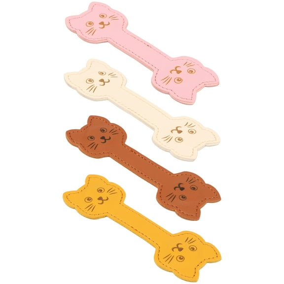 Threns 4Pcs Cute Cat Face Shape Magnetic Bookmarks for Teachers Students Personalized Leather Bookmarks Assorted Color Magnet Book Page Markers for Book Lovers