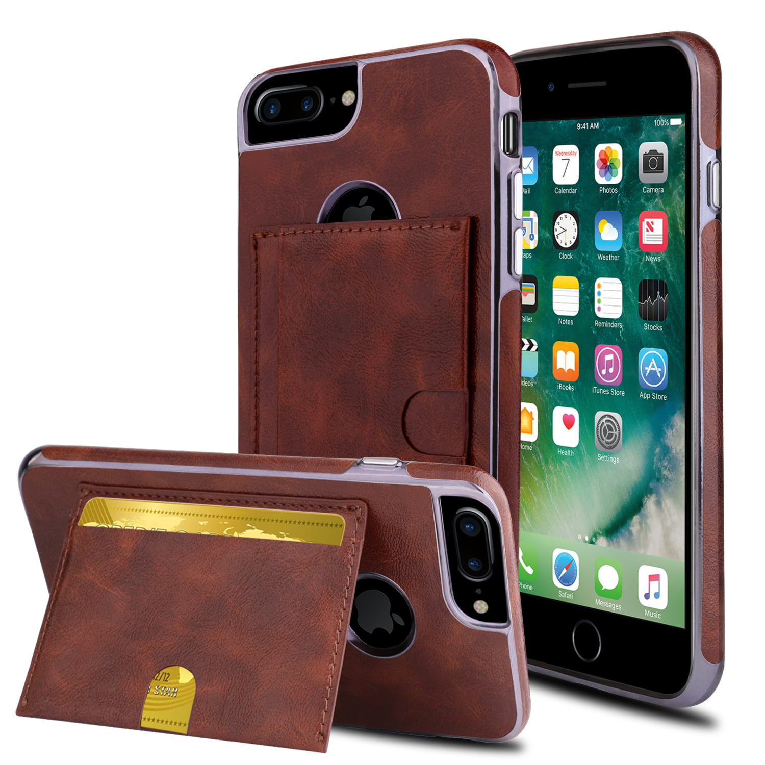 ELEGANT CHOISE Apple iPhone 8 Plus Wallet Case, [Shockproof] Ultra Slim