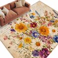 thumbnail image 2 of 6'x9' Area Rugs, Spring Floral Indoor Outdoor Area Rug for Living Room Bedroom, Vintage Summer Botanical Flowers Washable Bathroom Rugs Kitchen Floor Carpet Mats Home Decor Aesthetic, 2 of 8