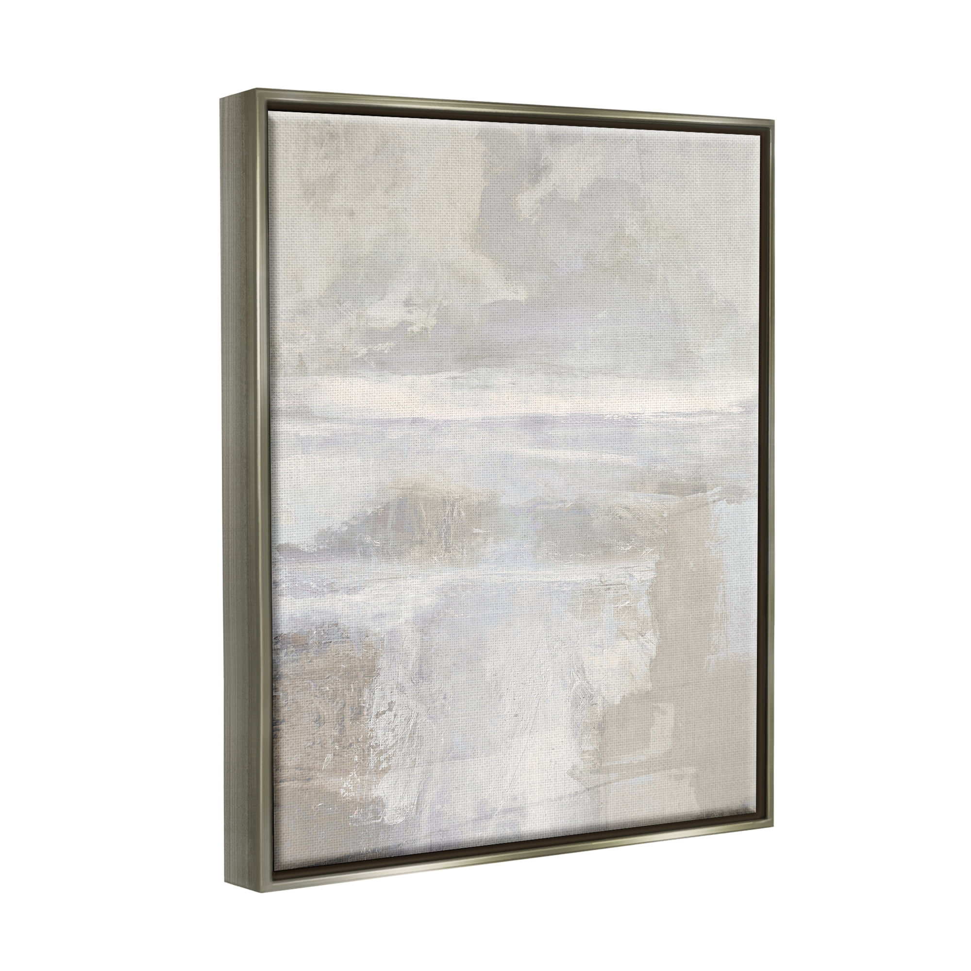 Stupell Industries Beige Abstract Composition Abstract Painting Gray Floater Framed Art Print Wall Art, 17 x 21