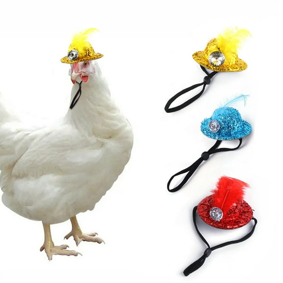Peuae Chicken Hats, Chicken Helmet Chicken Clothes for Hens Real Chickens Mini Hat Rooster Duck Parrot Poultry Stylish Show with Adjustable Elastic Chin Strap