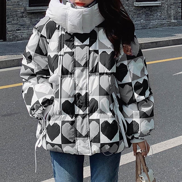 Puntoco Mujeres Con Capucha Cremalleras Estampado Suelto Manga Larga Bombardero Cálido Blusa Abrigo Chaquetas Liquidación Puntoco Puntoco-1495