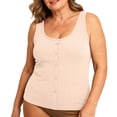 thumbnail image 2 of Women's Plus Size Camisole, Built-In Padded Bra Sleeveless Tank Top Corset Style Layering Body Shapewear Beige M, 2 of 7