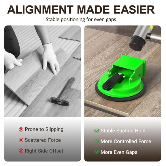 2026 Floor Gap Fixer Tool Heavy Duty Green, Carbon Steel Suction Tool For Floor Gaps, Flooring Tools For Laminate Hardwood Vinyl Tile Floor Gap Repair Tool Countertop Leveling