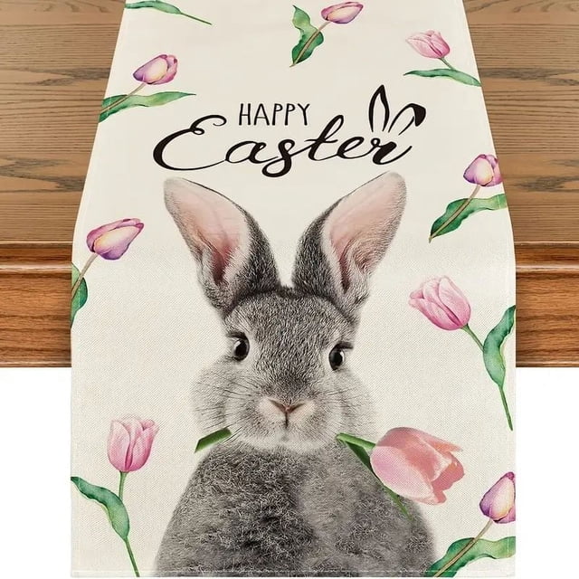 Mantel de lino para mesa de Pascua, zapatillas para correr, decoración navideña, impresión creativa, mantel de entrada de cocina