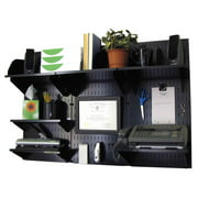 Wall Control Office Organizer Unit Wall Mounted Office Desk Storage and Organization Kit Black Wall Panels and Black Accessories