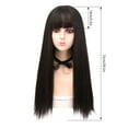 thumbnail image 3 of Perruque Longue Droite Air Bangs Couvre-Chef Perruque Noire Simulation Cheveux Humains Naturels et Réalistes 75cm/29,5 Po, 3 of 8