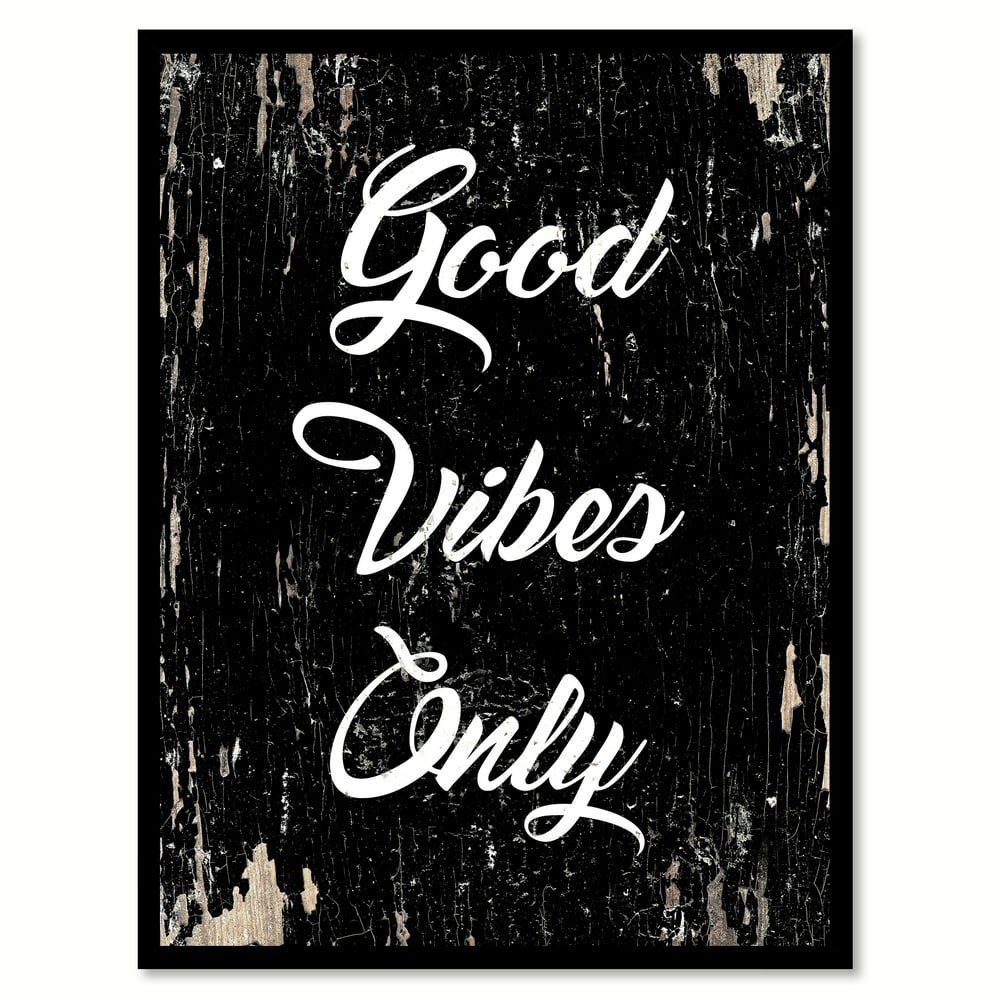 good vibes only motivation quote saying black canvas print with picture