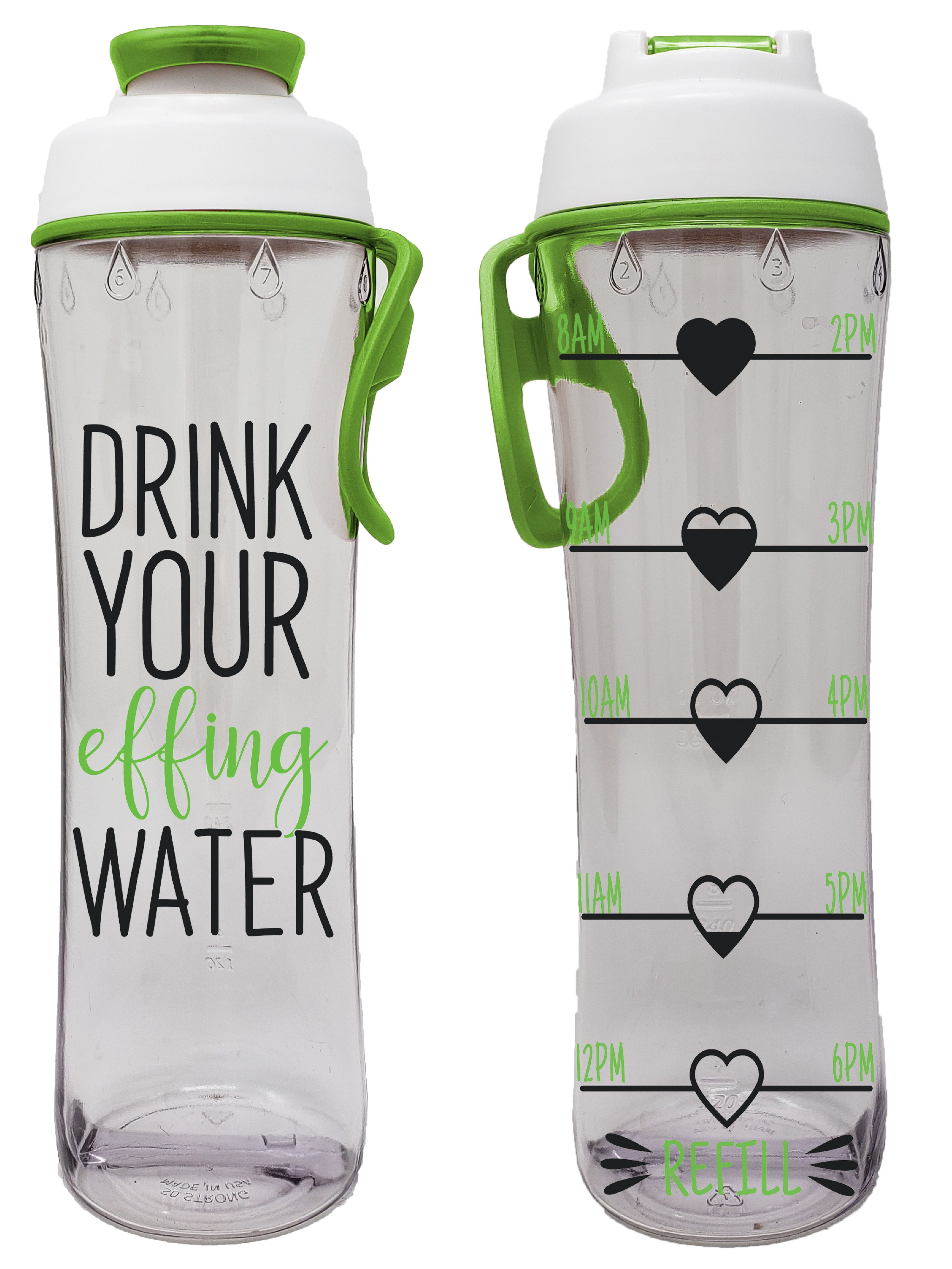 Motivational Water Bottle With Time Markings and Straw Water Intake Monitor 