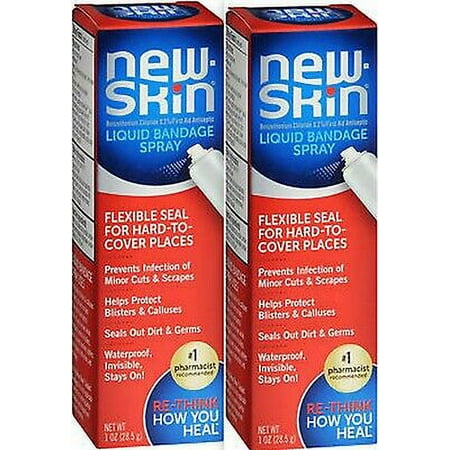 New Skin Liquid SPRAY Bandage 1oz ( 2 canisters ) NEW LOOK!