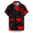 thumbnail image 3 of Camisa con estampado de corazón y amor para hombre, blusa de manga corta abotonada de verano, ropa para el día de San Valentín, vestidos de fiesta sociales, tops, 3 of 5
