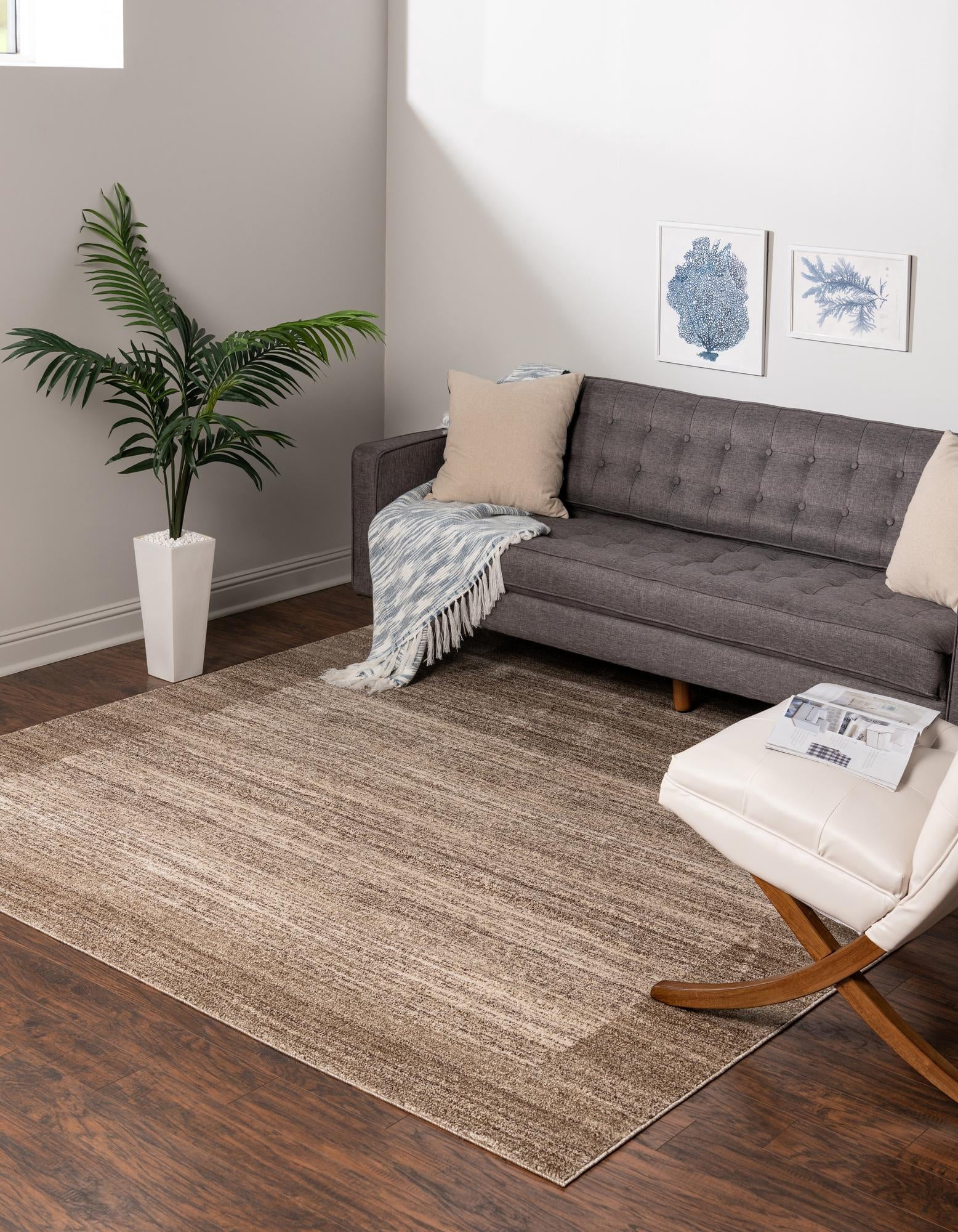 Rugs.com Angelica Collection Rug – 8 Ft Square Beige Medium Rug Perfect For Living Rooms, Kitchens, Entryways