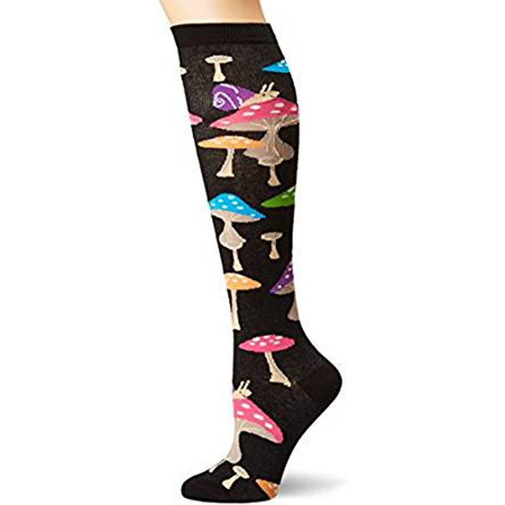 K. Bell Socks - Women's Knee High Socks - K Bell - Mushrooms Black ...