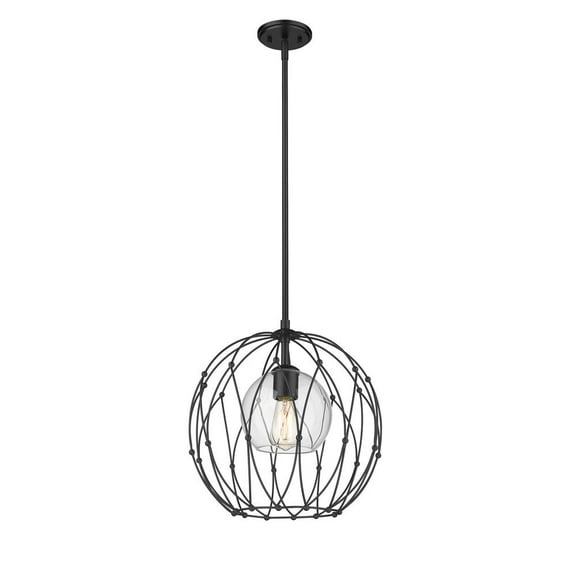 1004P14-MW-BN-Z-Lite-Landry - 1 Light Pendant In Transitional Style-9 Inches Tall and 14 Inches Wide
