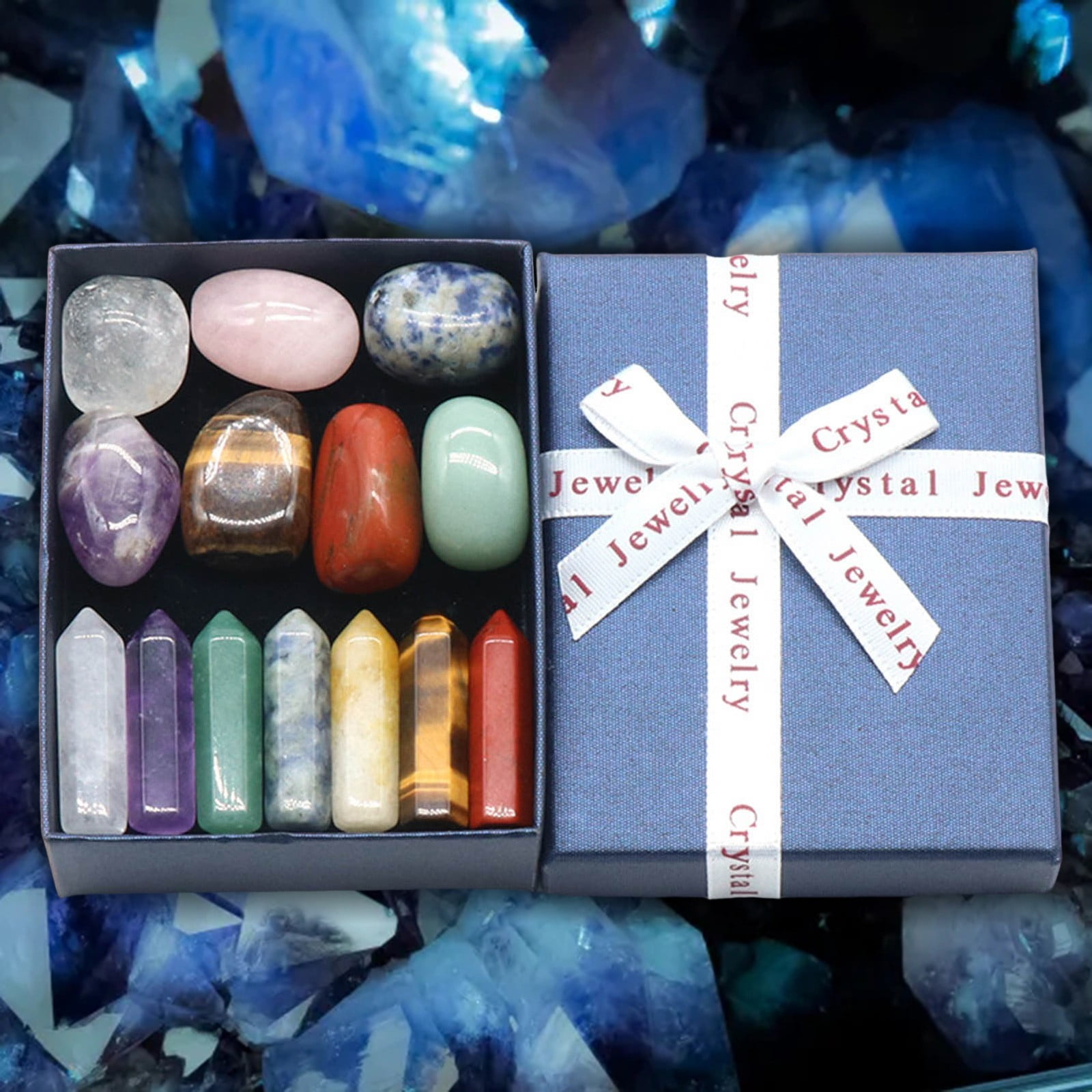 Artistone Rose Quartz Worry Stone Set - Star & Moon Shaped Natural Crystal For Healing, Decoration, Gift Box