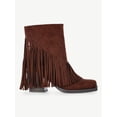thumbnail image 3 of No Boundaries Faux Suede Fringe Booties, Women's, 3 of 7