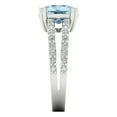 thumbnail image 3 of 3.96ct cushion cut natural swiss blue topaz 18k white gold Bridal Wedding Engagement Promise Anniversary Ring for Women size 5.25, 3 of 7