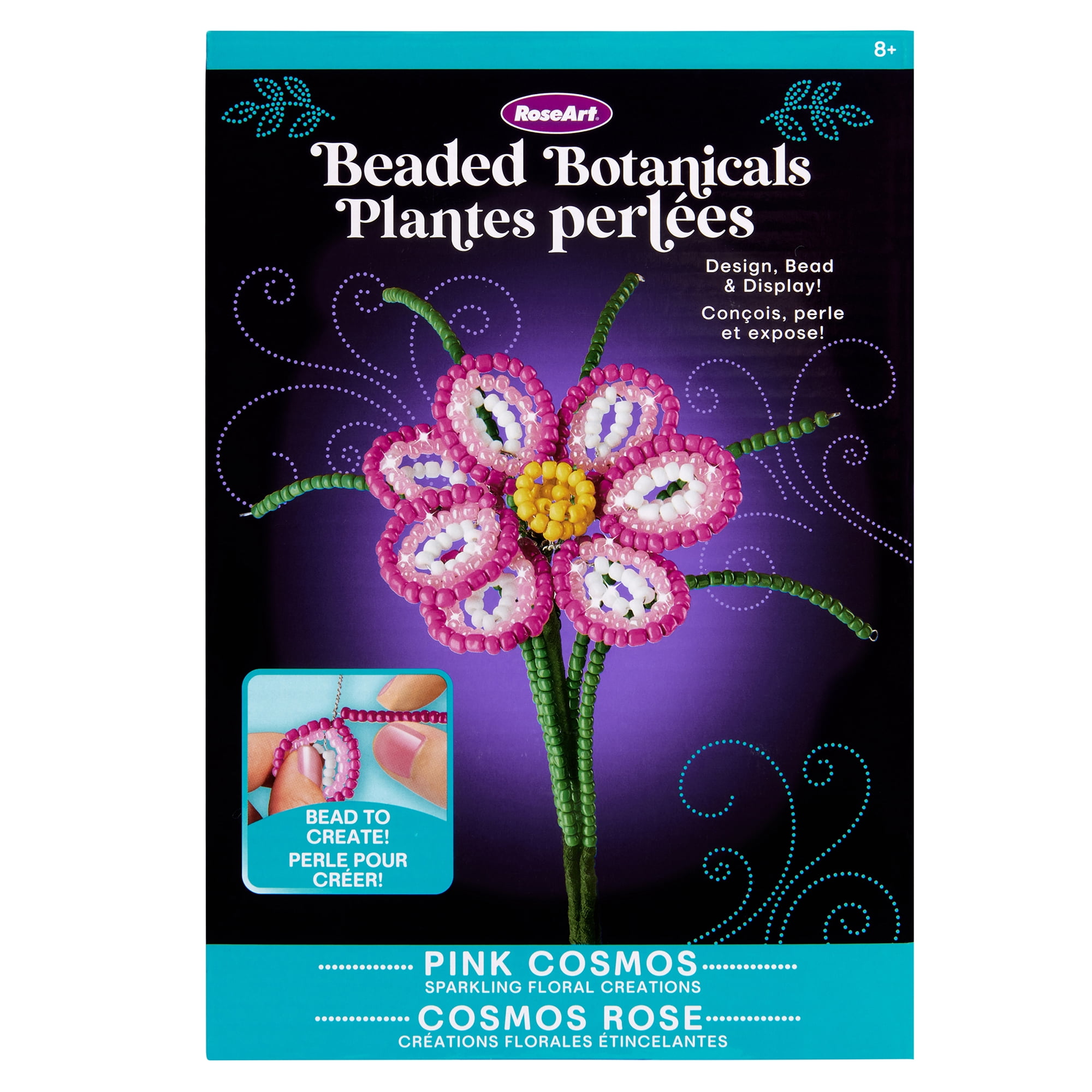 RoseArt Beaded Botanicals Pink Cosmos Flower. Great Mother's Day Gift.