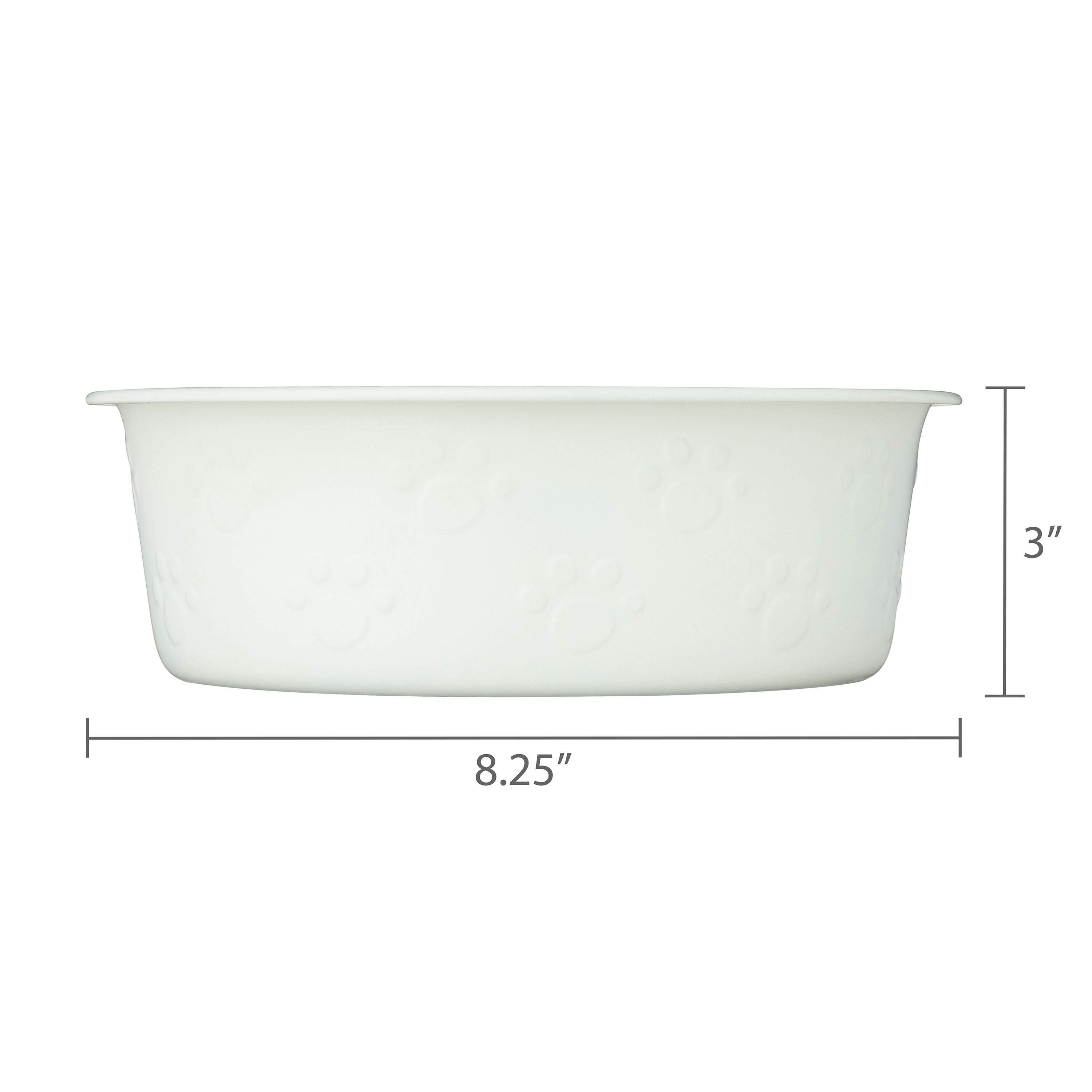 Vibrant Life Large Stainless Steel Embossed Dog Bowl, White Paws