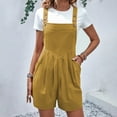 thumbnail image 6 of UYISJ Women's Short Rompers Summer Casual Sleeveless Adjustable Strap Loose Fit Short Cotton Overalls Jumpsuit with Pockets Yellow L, 6 of 7