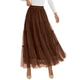 thumbnail image 1 of Falda PRETTYGARDEN de Tul para Mujer Cintura Alta Elástica Marrón, 1 of 8