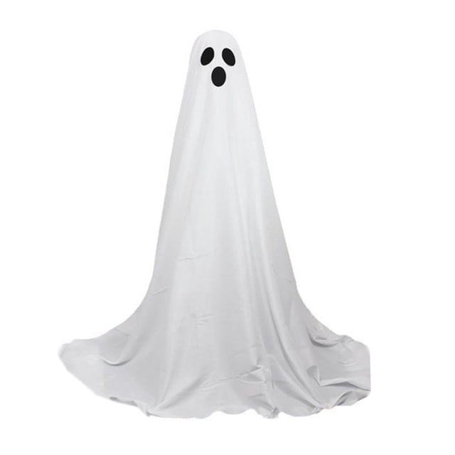 Fantasma de pie aterrador iluminado de tela blanca Decoración de Halloween para exteriores Fácil de montar Durabilidad Grande