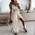 thumbnail image 4 of Femmes Été Fendue Dentelle Robes Licol Cou Banquet Mariage Robe d'Invité Partie Robe Longue Robes de Retour, 4 of 8