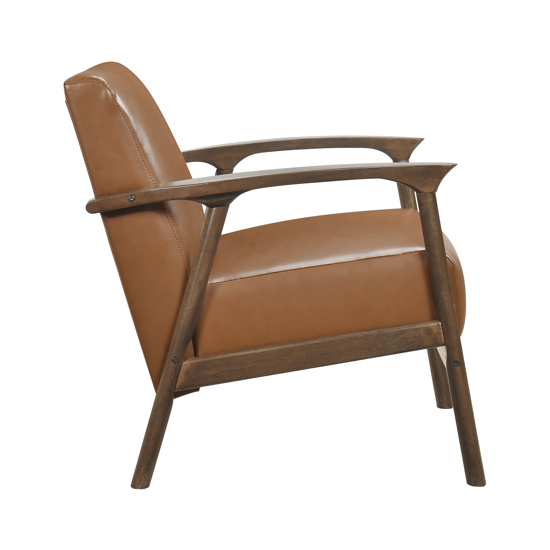 OakvillePark Tresthaven Wood Frame Faux Leather Accent Chair, Brown