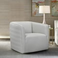 thumbnail image 2 of Armen Living Melanie Modern Leather Swivel Barrel Chair in Gray, 2 of 7