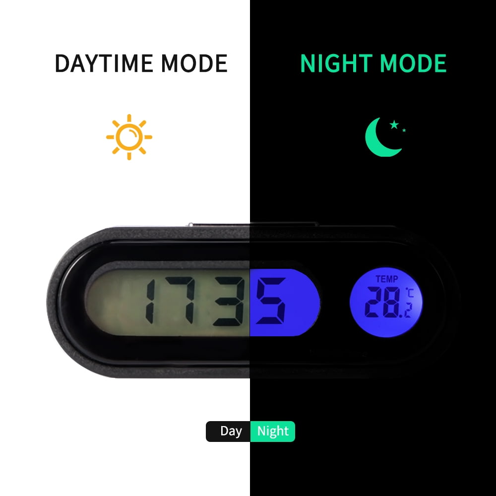 OurLeeme 2 in 1 Car Digital Clock Thermometer Car Interior Decor with LED Backlight Battery Operated 