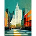 thumbnail image 1 of Broadway New York Abstract Midcentury Cityscape Orange Teal Large Wall Art Poster Print Thick Paper 18X24 Inch, 1 of 5