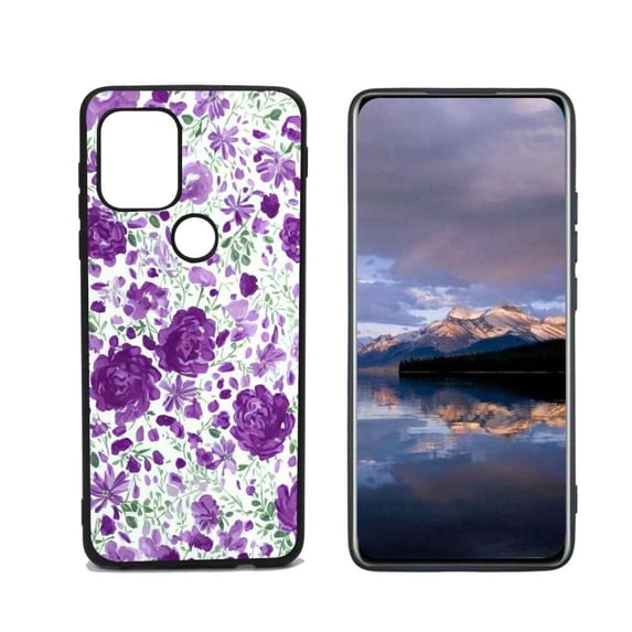 Compatible with Moto G Stylus 5G Phone Case, Purple-Floral-10 Case Men Women, Flexible Silicone Shockproof Case for Moto G Stylus 5G