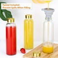 thumbnail image 4 of GRO Glass Water Bottles with Lids 18 oz, Reusable Juice Bottles for Juicing, Leak Proof Juice Storage Containers for Fridge, Clear Drinking Jars With Stainless Steel Caps, BPA Free, Set of 6 Gold, 4 of 17