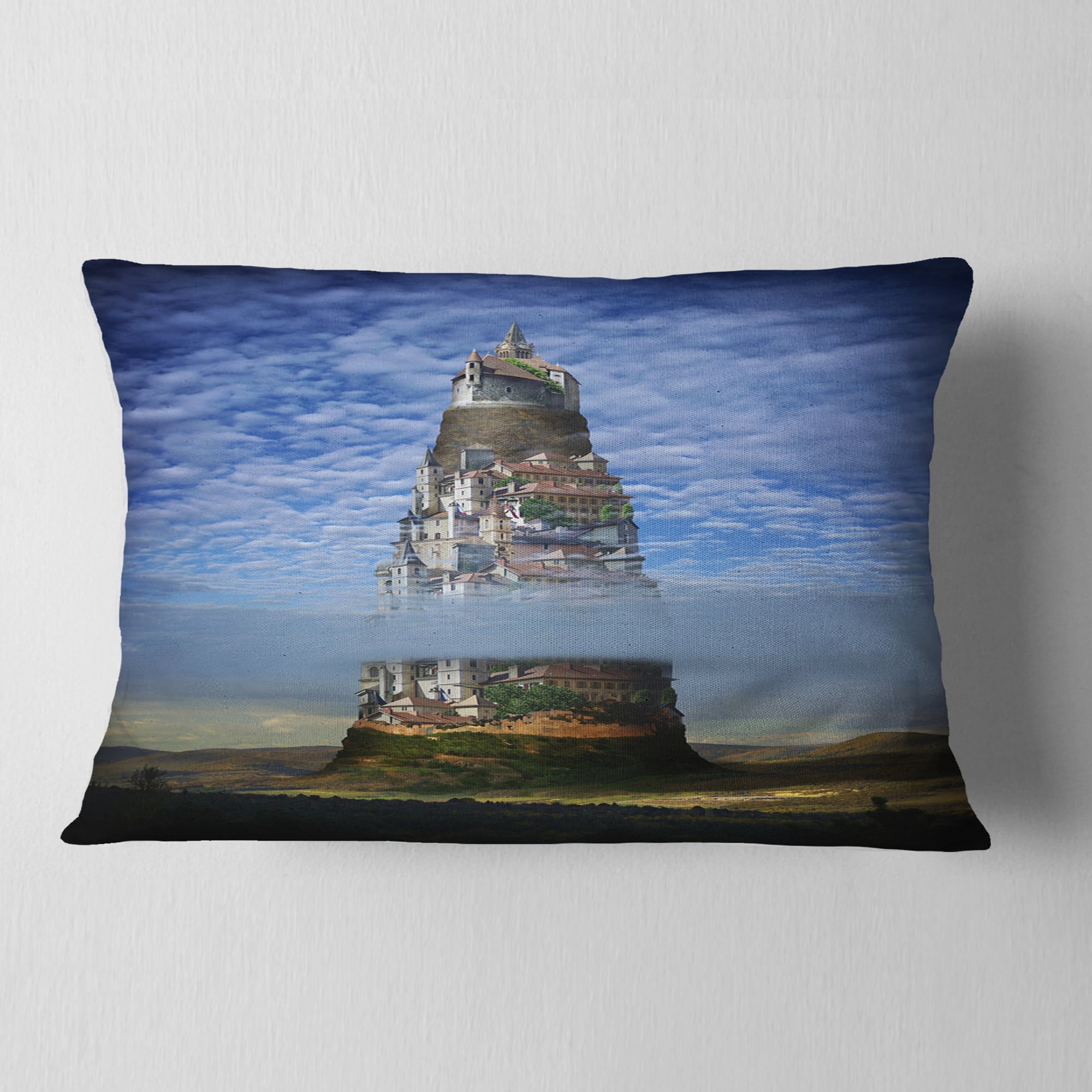 Designart Gigantic Castle Collage - Landscape Printed Throw Pillow - 12x20