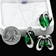 thumbnail image 5 of Uloveido Women's Platinum Plated Brass Green Simulated Oval Diamond Charm Pendant Necklace Piercing Drop Earrings Solitaire Finger Rings Wedding Promise Jewelry Set (Green, Size 5) T472, 5 of 7