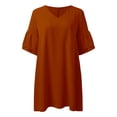 thumbnail image 5 of YAYUBA Women'S Dresses Women Fashion Loose Casual Solid Color V Neck Five Quarter Sleeve Flared Sleeve Dress Tropical Dresses for Women, 5 of 5