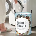 thumbnail image 4 of Lsque World Travel pattern Laundry Hamper Basket, Tall Woven Rope Hamper Basket for Clothes, Lightweight Storage Basket, Collapsible Waterproof-Small, 4 of 8